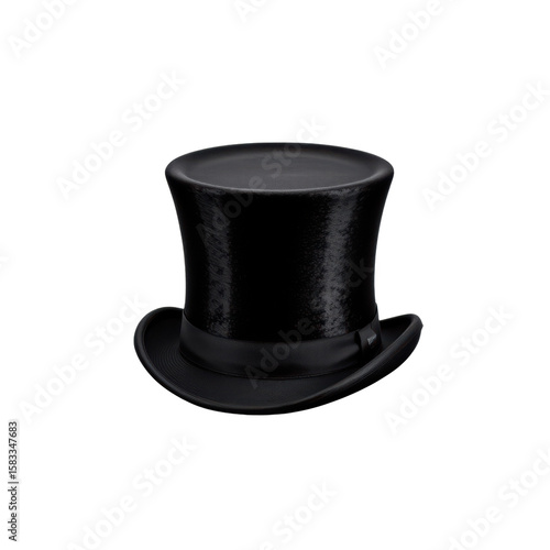 black top hat on white background