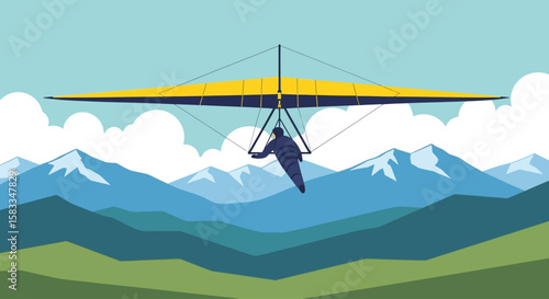 Colorado day hang gliding adventure soar above majestic mountains, experiencing the freedom of flight in the beautiful sky.