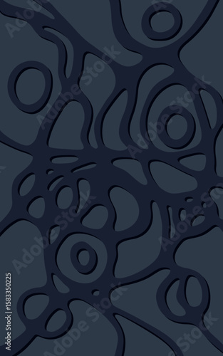 Wallpaper Mural Abstract illustration, dark blue paper cut out effect background  Torontodigital.ca