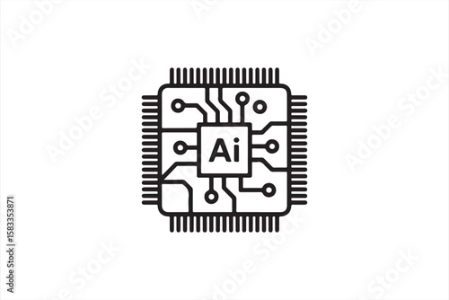 Detailed AI Chip with Advanced Circuitry and Processor Design