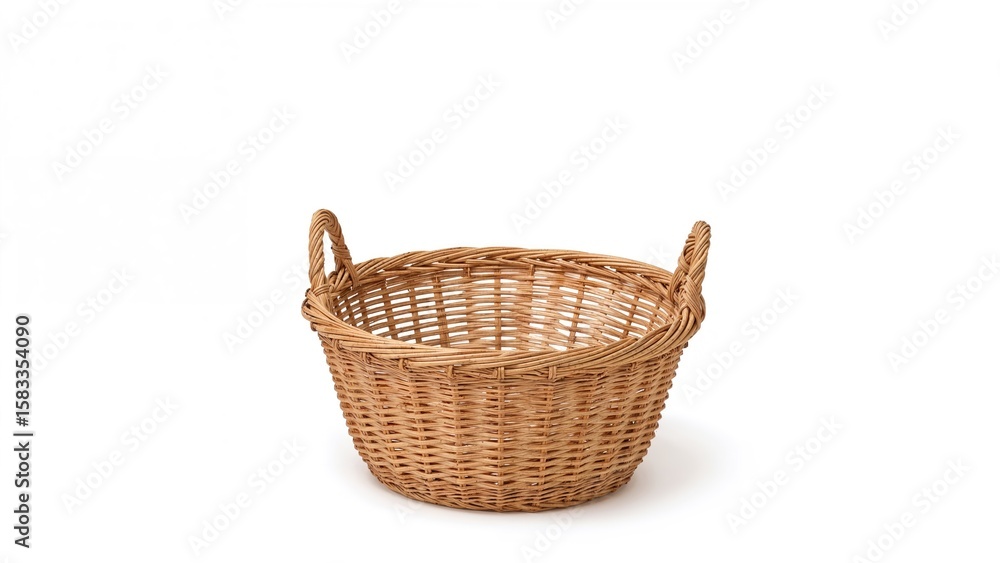 Obraz premium Bare wicker container on a white background