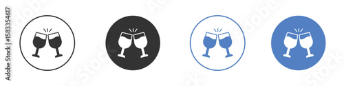 Wine toast icon. Simple illustration. black silhouette pack.