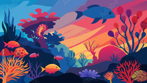 Explore a vibrant underwater world with colorful fish and coral reefs, perfect for backgrounds, prints, or creative aquatic designs.