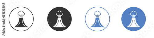 Volcano icon. Simple illustration. black silhouette pack.