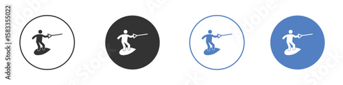 Wakeboarding icon. Simple illustration. black silhouette pack.