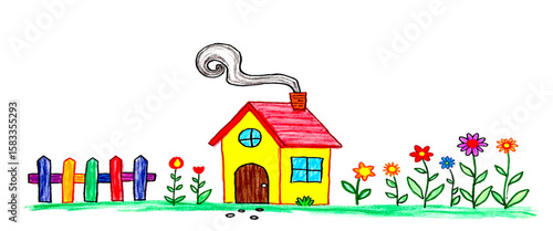 Vector hand drawing colorful house 