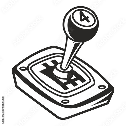 Vector art of a manual gear shift stick for a car isolated on white background