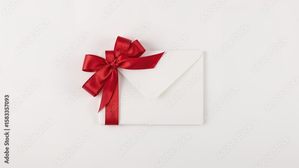 White Background Highlighting a Card with a Crimson Bow White Background Highlighting a Card with a Crimson Bow