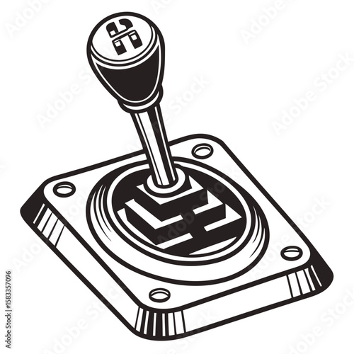 Vector art of a manual gear shift stick for a car isolated on white background