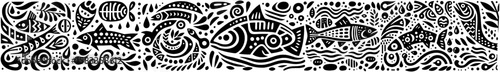 Hand-Drawn Salmon Illustration, Freshwater Fish Tribal Folk Art Style Vector for River Wildlife Themes Design