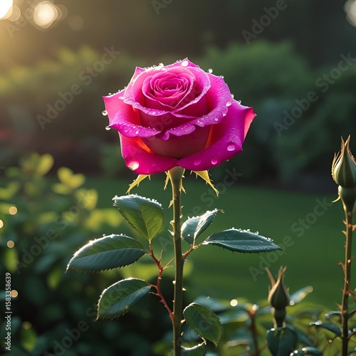 pink rose in garden, best for greeting cards & Invitations