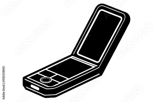 Retro Open Flip Phone Isolated on White Background – Vintage Mobile Concept