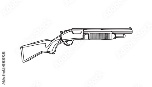 Continuous one single minimal line drawing shotgun