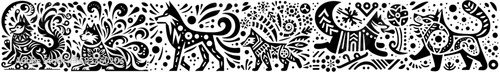 Hand-Drawn Siberian Husky Illustration, Arctic Dog Tribal Folk Art Style Vector for Winter Pet Themes Design