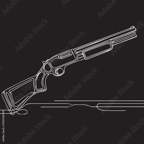 Continuous one single minimal line drawing shotgun