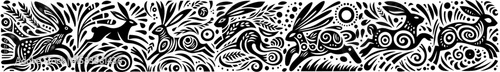 Hand-Drawn Iberian Hare Illustration, Grassland Animal Tribal Folk Art Style Vector for Meadow Wildlife Themes Design