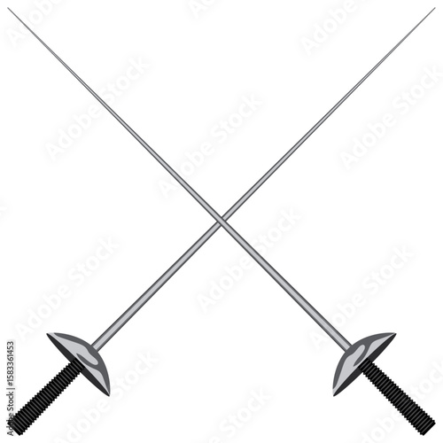 fencing sword, knight equipment vector.
