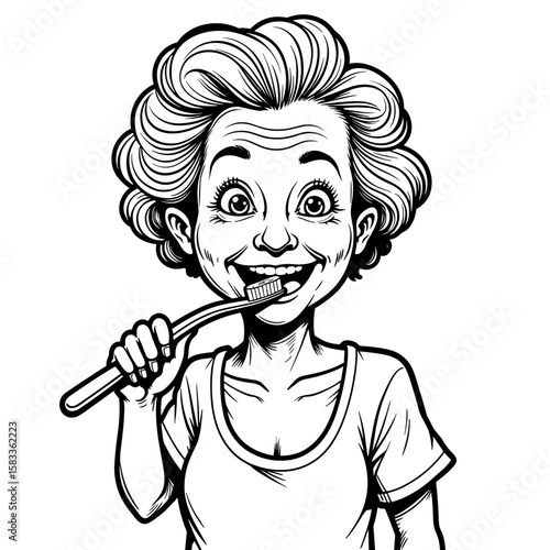 Elderly person brushing teeth – daily dental hygiene routine