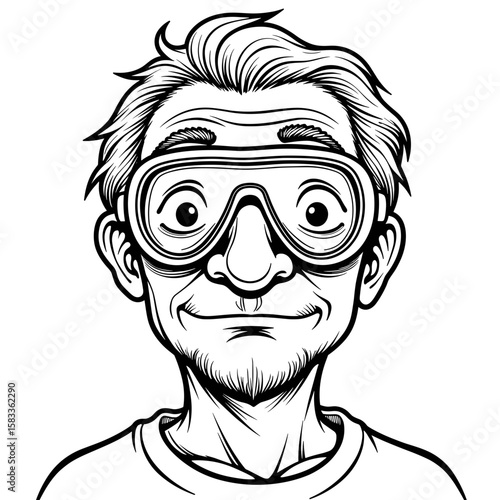 Elderly man snorkeling with goggles – underwater adventure
