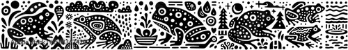 Hand-Drawn Natterjack Toad Illustration, Amphibian Animal Tribal Folk Art Style Vector for Sand Dune Wildlife Themes Design