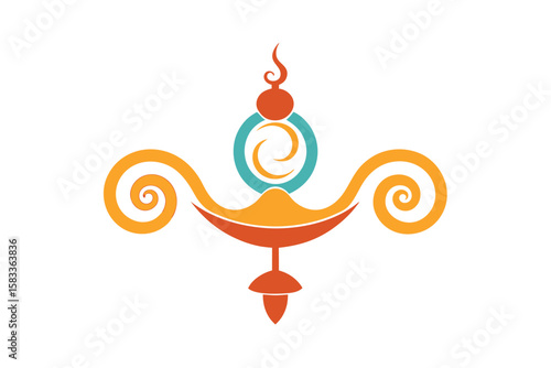 Artistic festival lamp with spiral floral accents celebratory light vector art illustration