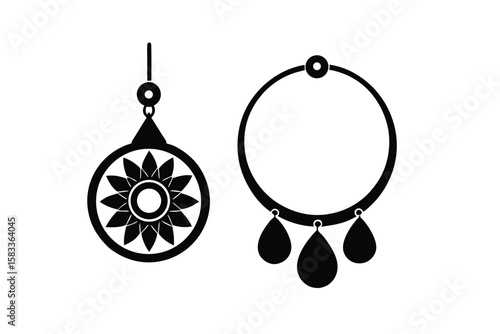 Bangles and earrings motif traditional jewelry pattern vector art illustration