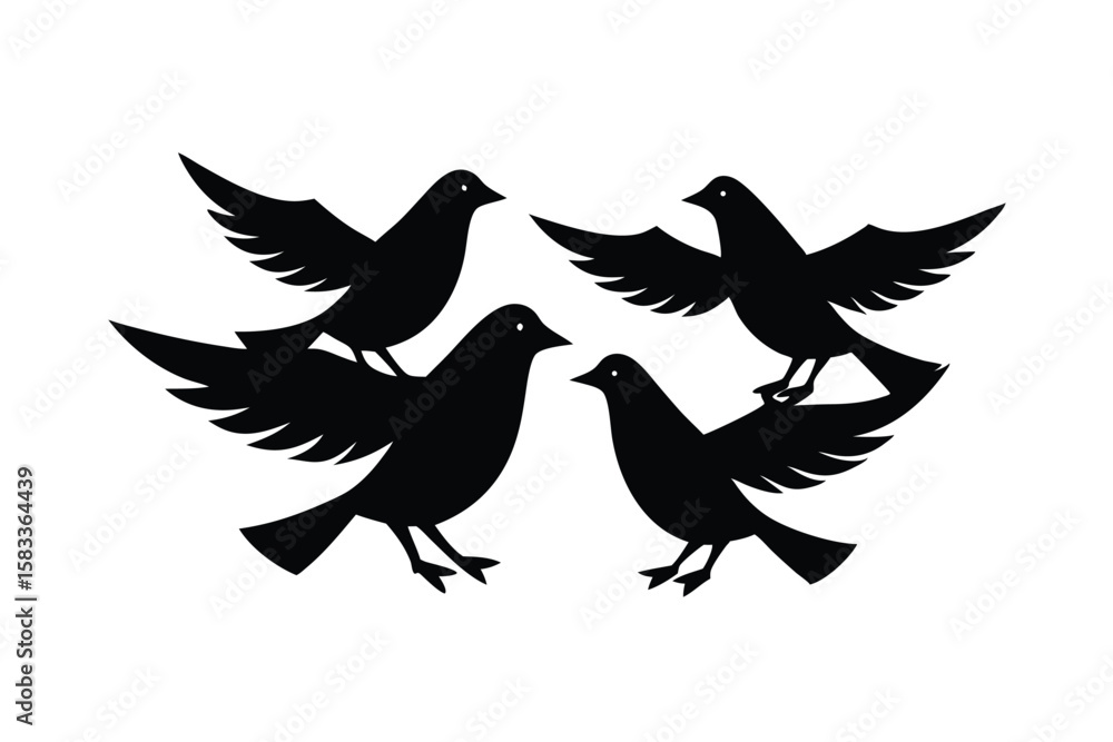 Obraz premium Birds dancing over Alpona groundwork joyful cultural scene vector art illustration