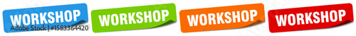 workshop sticker. workshop sticker set on white background