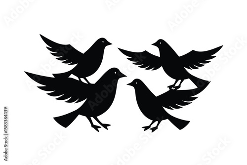 Birds dancing over Alpona groundwork joyful cultural scene vector art illustration