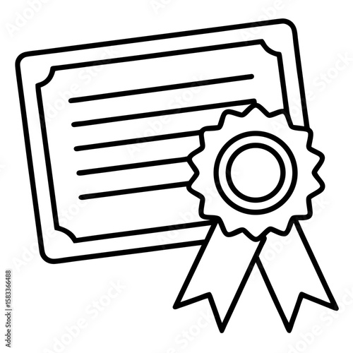 black and white certificate with ribbon clip art preview