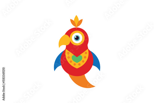 Diwali theme parrot in paisley halo festive bird vector art illustration