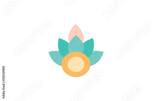Diya with soft pastel flower ring delicate illumination vector art illustration