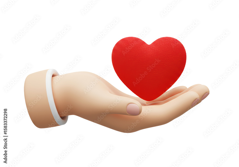 Obraz premium Isolated Hand Offering a Red Heart Shape