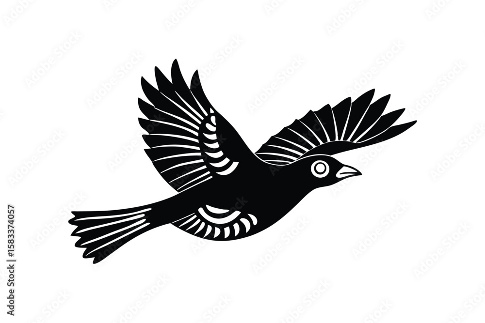 Obraz premium Flying Mayna and terracotta patterns vibrant cultural vector art illustration