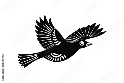 Flying Mayna and terracotta patterns vibrant cultural vector art illustration