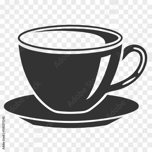 Vector art of a simple illustration of a cup of coffee on a saucer