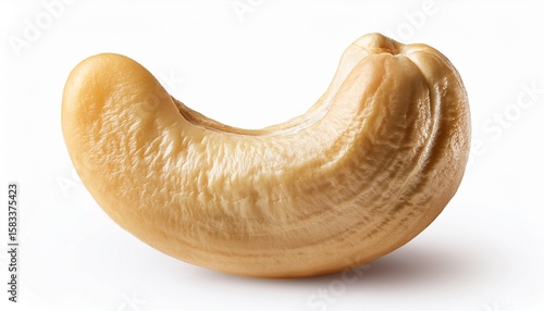 single cashew nut in shell isolated on a white background