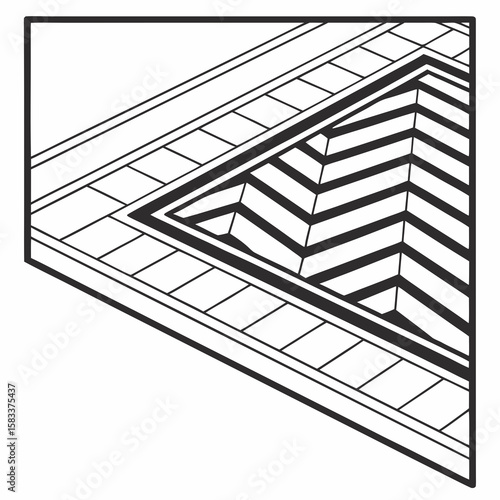 Vector art of a herringbone parquet floor pattern design in black and white vector