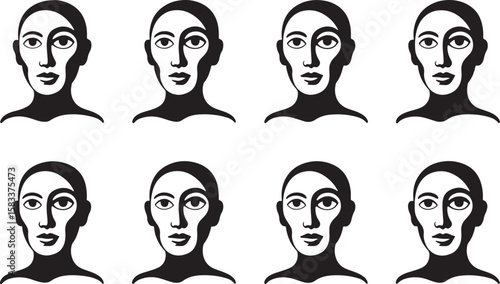 Black and White Silhouette Faces of Women