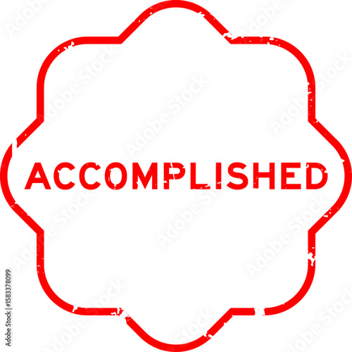 Grunge red accomplished word square rubber seal stamp on white background