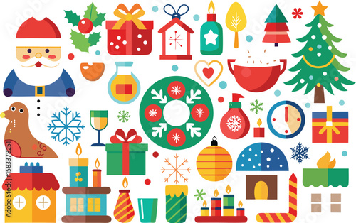 Colorful Flat Design Christmas and Holiday Illustrations