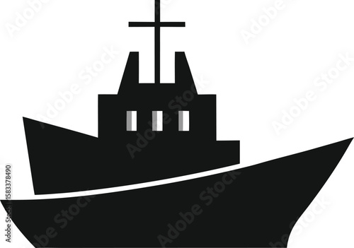 Silhouette of a ship and boat vector illustration on sea background