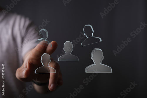 Hand interacts with digital...