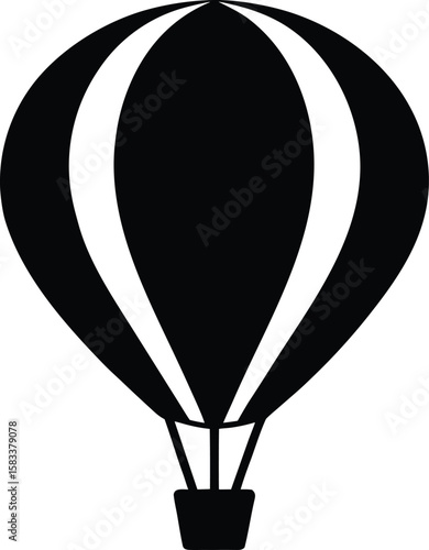 Colorful hot air balloon flying in the sky with basket vector illustration