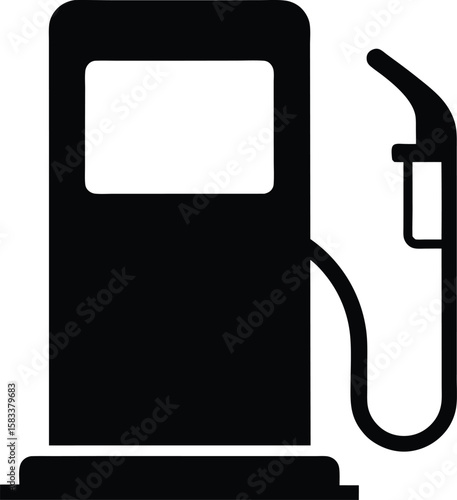 Gas pump nozzle vector illustration with fuel station equipment and power cable icon