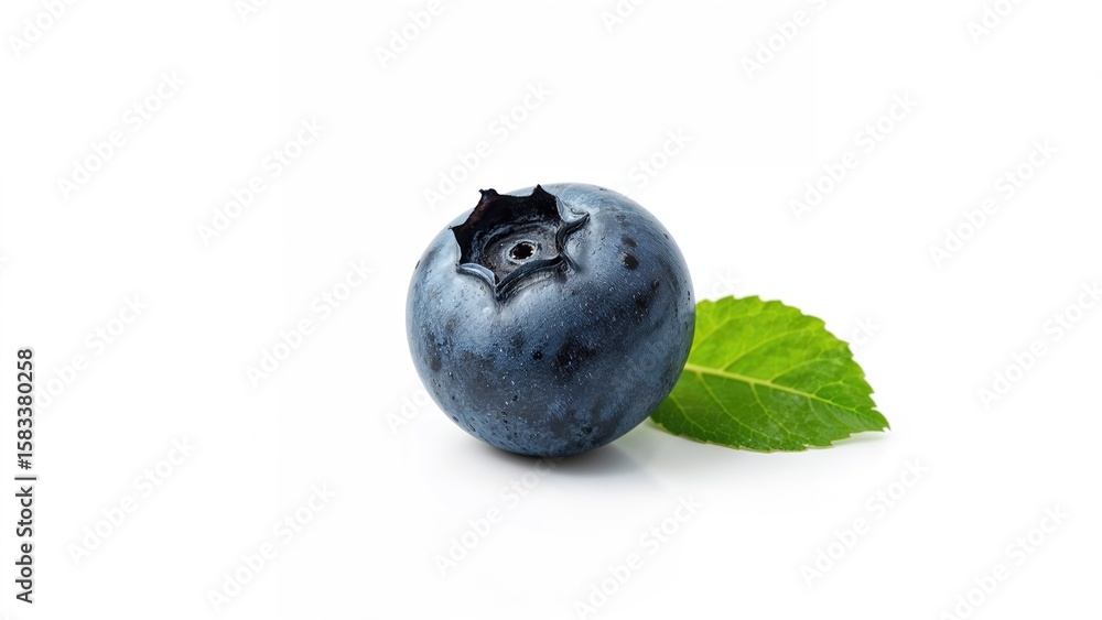 Single fresh blueberry on a white backdrop Single fresh blueberry on a white backdrop