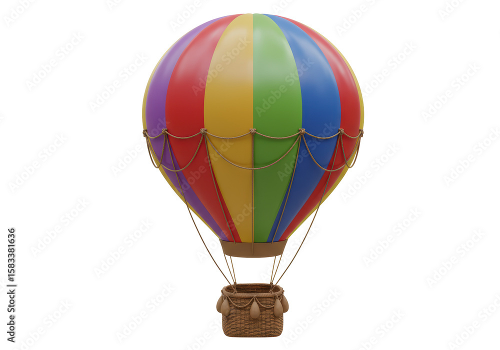 Fototapeta premium Isolated Colorful Hot Air Balloon with Basket
