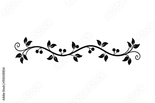Saree border design with vines intricate pattern vector art illustration