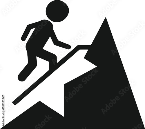 Silhouette illustration of a businessman running up a ladder to success