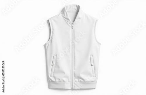White sleeveless vest mockup on white background